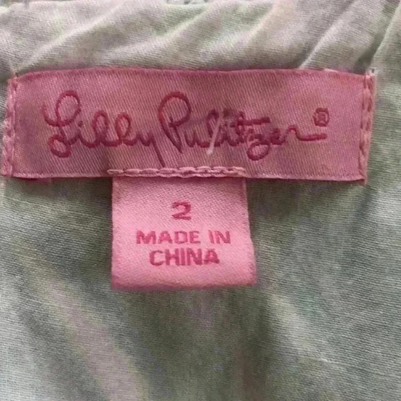 Lilly Pulitzer Blue Green and Hot Pink Sleeveless V-Neck dress w/ Elephants Sz 2 - Picture 5 of 8